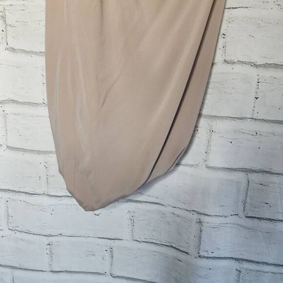 Ramy Brook Beige One Shoulder Mini Dress Bubble Hem 100% Silk Party - Picture 7 of 15